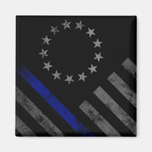 Blue Line First Responder Betsy Ross American Flag Magnet