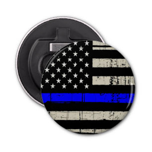 Blue Line Flag Poilice Support American USA Bottle Opener