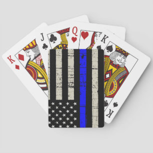 Blue Line Flag Poilice Support American USA Playing Cards