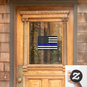Blue Line Flag Window Sign, Police, American Flag Window Cling