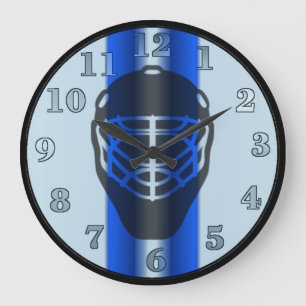 Blue Line Goalie Mask Hockey Wall Clock