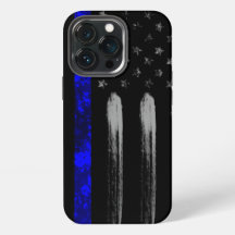 Blue Line Grunge Flag iPhone Case Pro