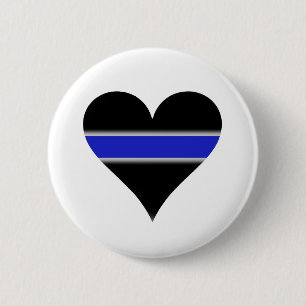 Blue line heart 6 cm round badge