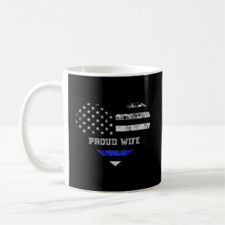 Blue Line Heart Design Wife Of Police Proud Usa Coffee Mug
