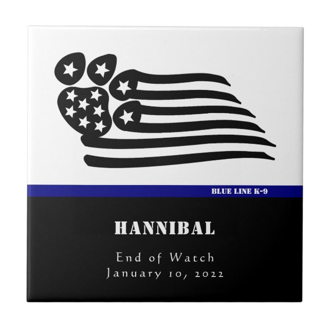Blue Line K-9 Personalised Memorial Tile (Front)