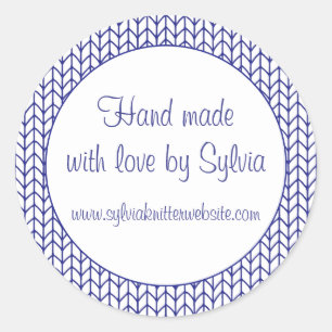 BLUE LINE KNIT 1.5" Round "Hand Made" Stickers