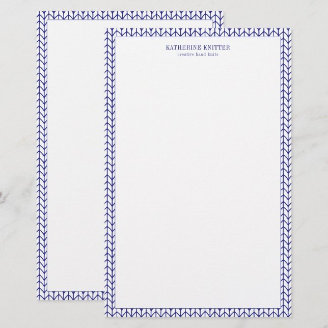 BLUE LINE KNIT 5.5x8.5 Business Stationery (Front/Back)