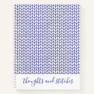 BLUE LINE KNIT 8.5x11 Spiral Notebook + Text