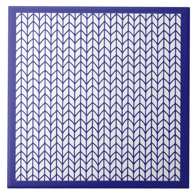 BLUE LINE KNIT Ceramic Tile / Blue (Front)