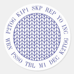 BLUE LINE KNIT Knitting Words Large Round Stickers