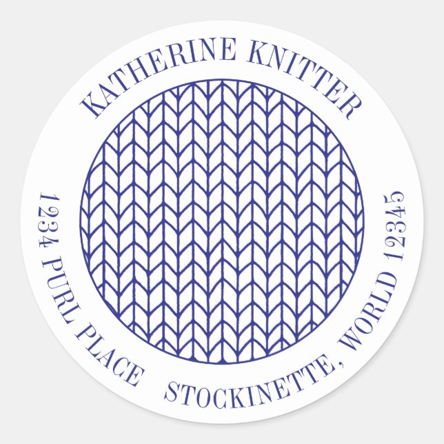BLUE LINE KNIT Large Round Address Envelope Seals  (Front)