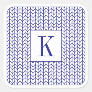 BLUE LINE KNIT Large Square Stickers + Initial