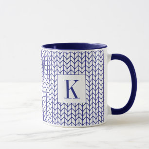 BLUE LINE KNIT Navy Combo Mug + Initial