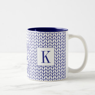 BLUE LINE KNIT Navy Two-Tone Mug + Initial