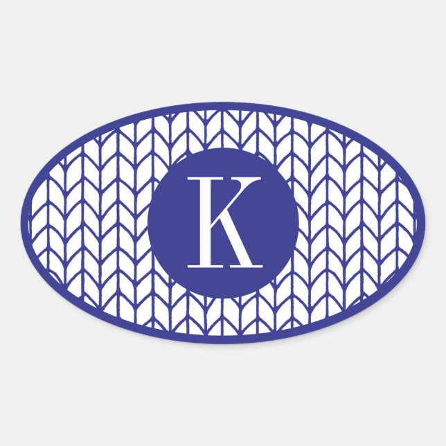 BLUE LINE KNIT Oval Stickers + Initial II (Front)