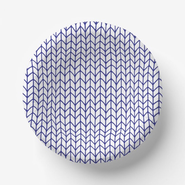 BLUE LINE KNIT Paper Bowls Paper Plate (Front)