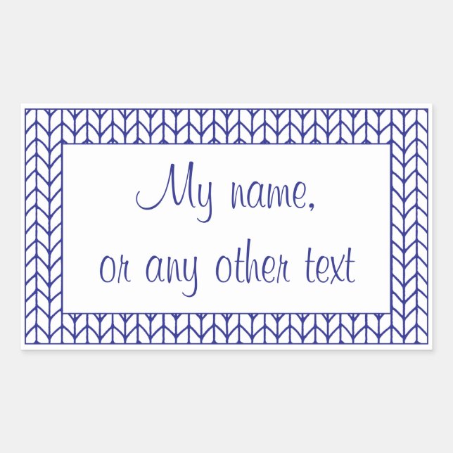 BLUE LINE KNIT Rectangle Sticker + Text  (Front)