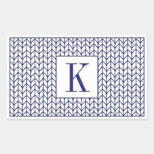 BLUE LINE KNIT Rectangle Stickers + Initial