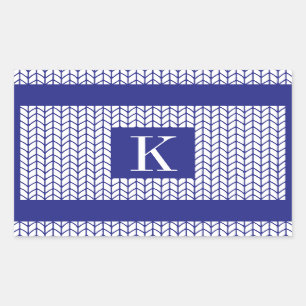 BLUE LINE KNIT Rectangle Stickers + Initial II