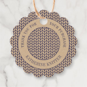 BLUE LINE KNIT Scalloped Round "Thank You" Tags II