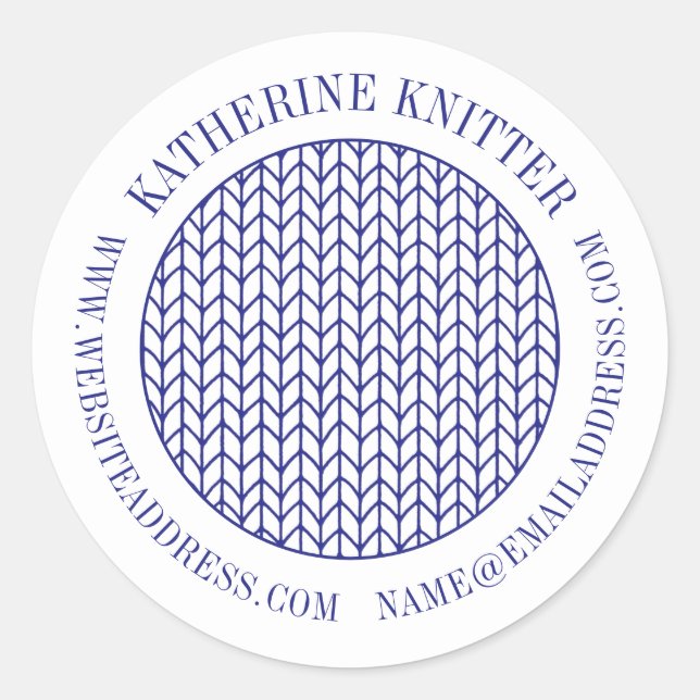 BLUE LINE KNIT Small Round Business Label Seals  (Front)