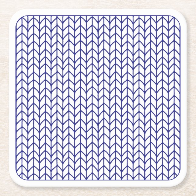 BLUE LINE KNIT Square Paper Coasters  (Front)