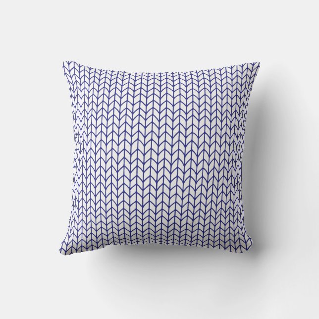 BLUE LINE KNIT Square Throw Pillow (Back)