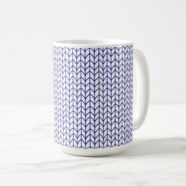 BLUE LINE KNIT Tall White Mug (Front Right)
