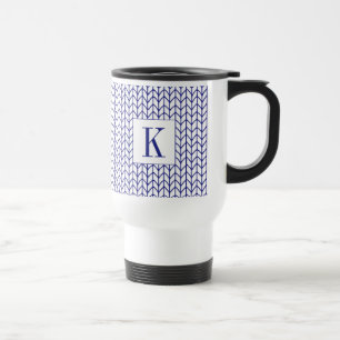 BLUE LINE KNIT Travel Mug + Initial