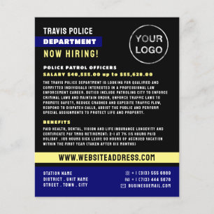 Blue Line & Logo, Police Officer, Law Recruitment Flyer