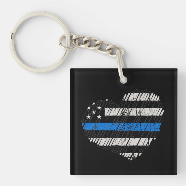 Blue Line Love Key Ring (Front)