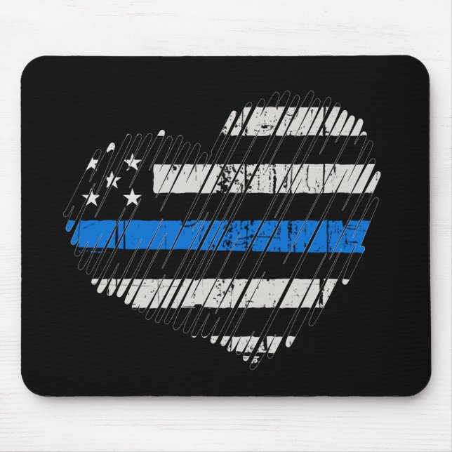 Blue Line Love Mouse Mat (Front)