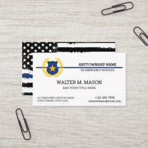 Blue Line Police US FLAG   Business Card
