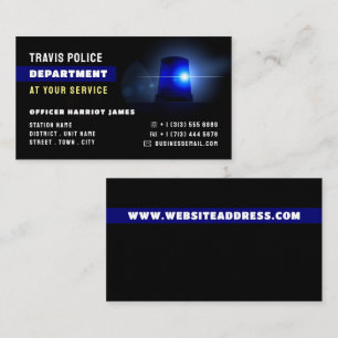 Blue Line & Siren, Police Officer, Law Enforcement Business Card
