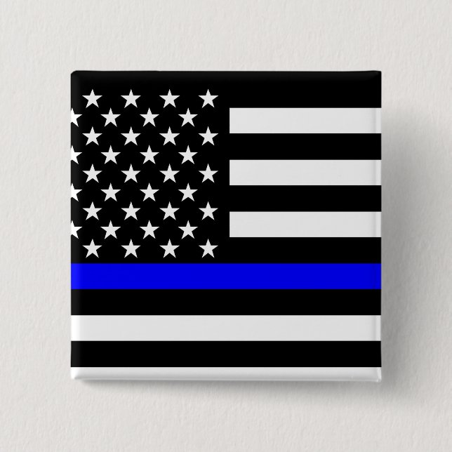 Blue Line US Flag 15 Cm Square Badge (Front)