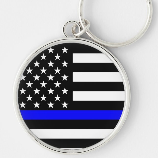 Blue Line US Flag Key Ring (Front)