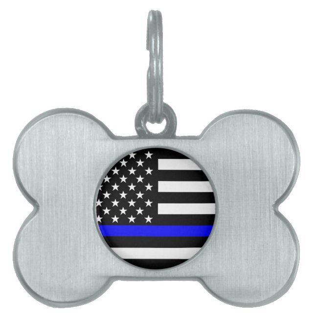 Blue Line US Flag Pet Tag (Front)