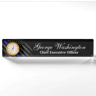 Blue Line Vintage American Flag Nameplate