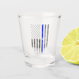 BLUE LINE Vintage American Flag Shot Glass