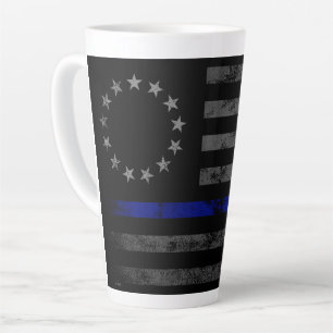 BLUE LINE Vintage Betsy Ross American Flag Latte Mug