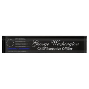 Blue Line Vintage Betsy Ross American Flag Nameplate