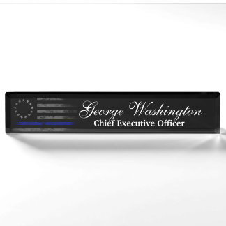 Blue Line Vintage Betsy Ross American Flag Nameplate