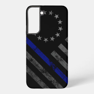Blue Line Vintage Betsy Ross American Flag Samsung Galaxy Case