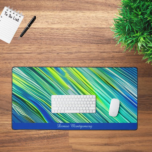Blue Linear Cute Aesthetic Desk Mat