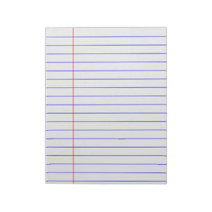 blue lined notepad with margin