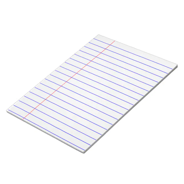 Angled Notepad blue lined notepad with margin | Zazzle