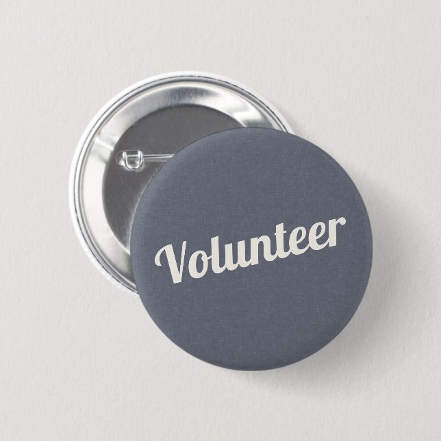 Blue Linen and Ivory Pin-back Volunteer Buttons (Front & Back)