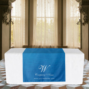 Blue Linen Business Table Runner Banner Script Tapestry