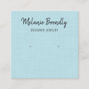 Blue Linen Pattern Earring Display Business Card