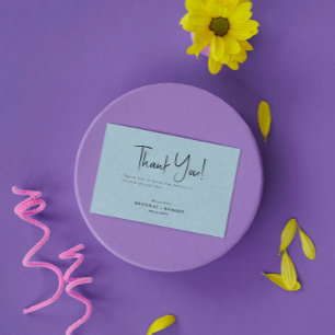 Blue linen Simple Script Welcome Thank You Card